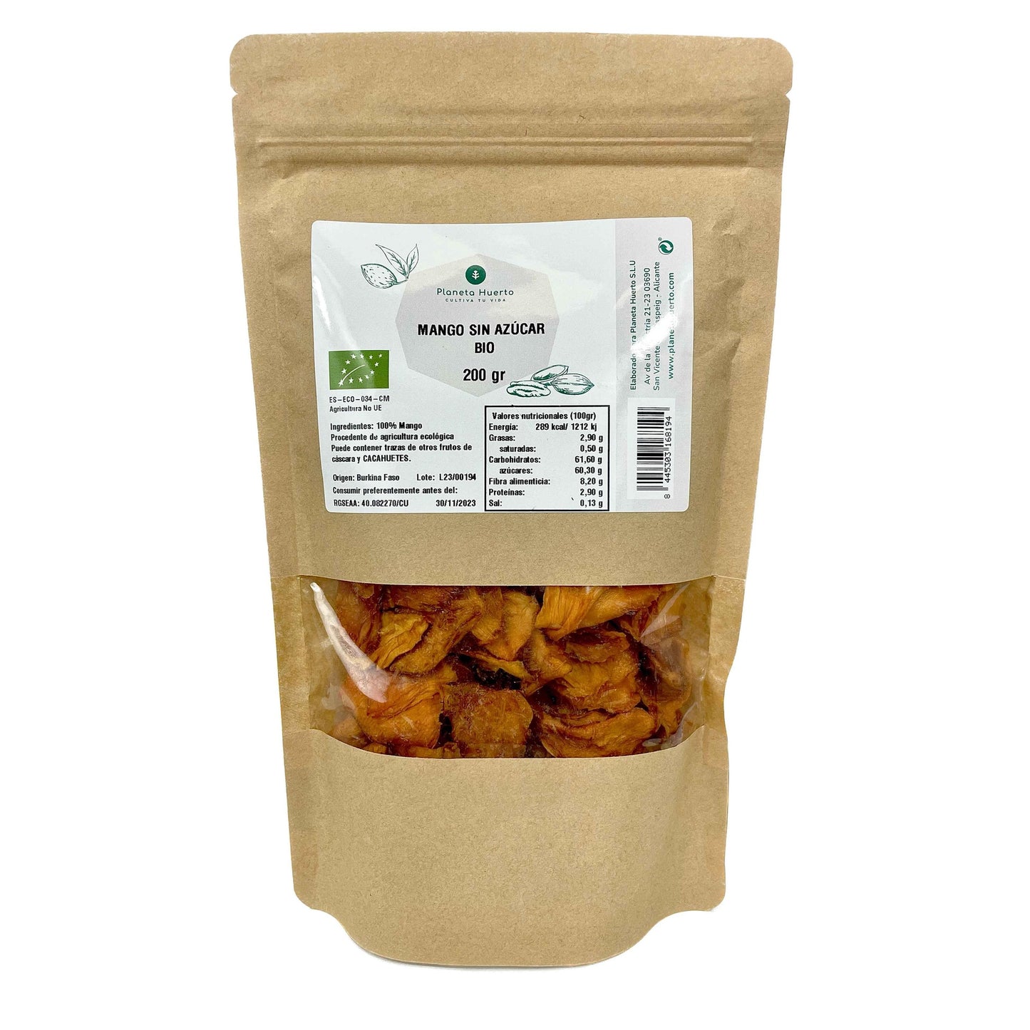 Ungesüßte Mangostreifen ECO Planeta Huerto 200 g