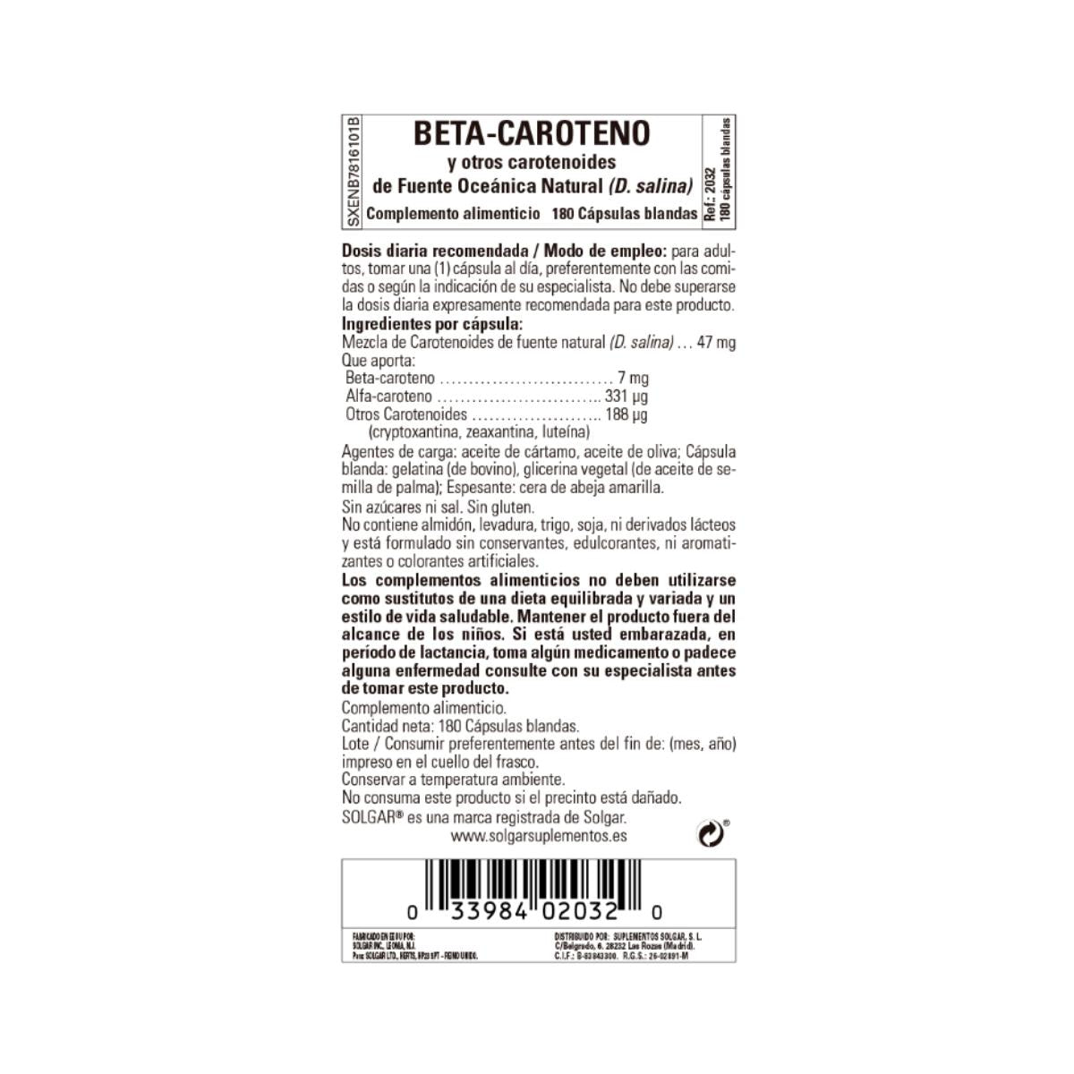 Beta-karoten oceaniczny, 180 kapsułek po 7 mg