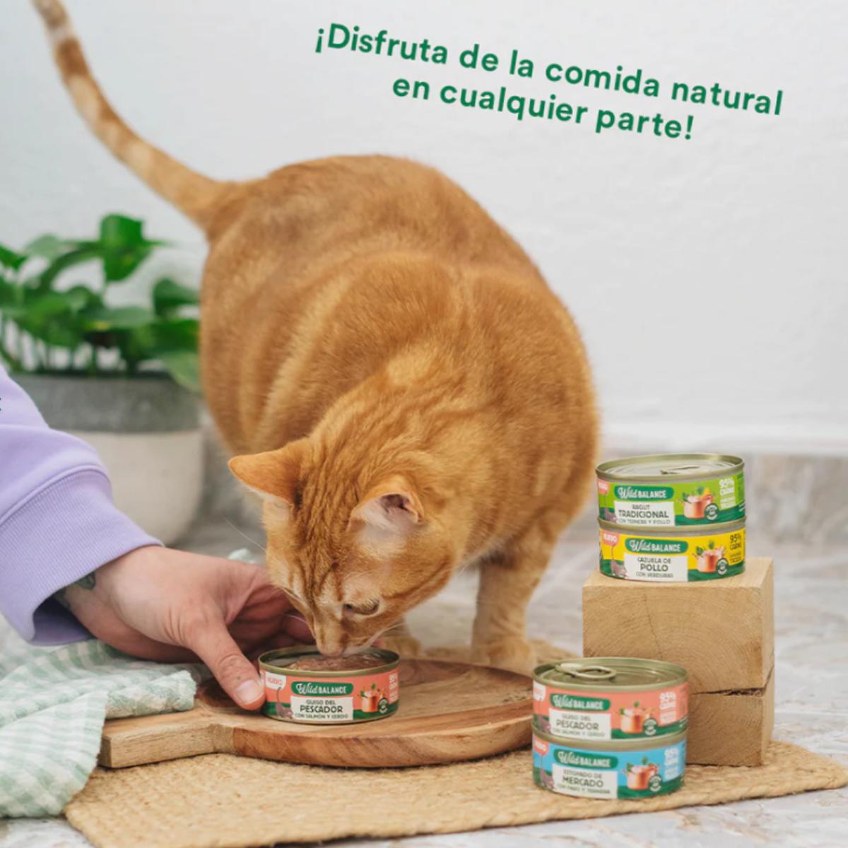 Lata completa Guiso del Pescador con Salmón y Cerdo para Gatos Wild Balance 80 g