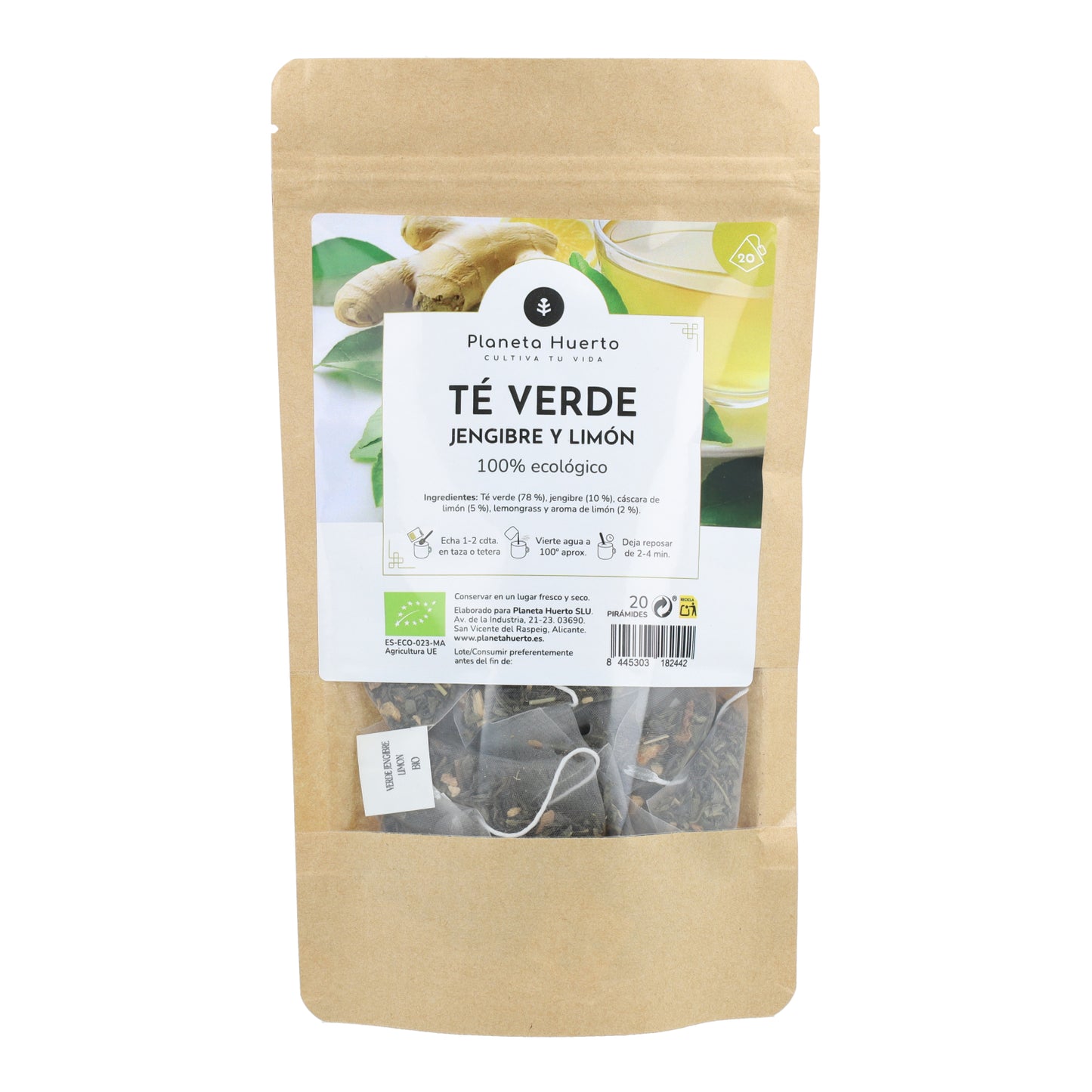 Tè verde zenzero e limone ECO Planet Garden 20 piramidi