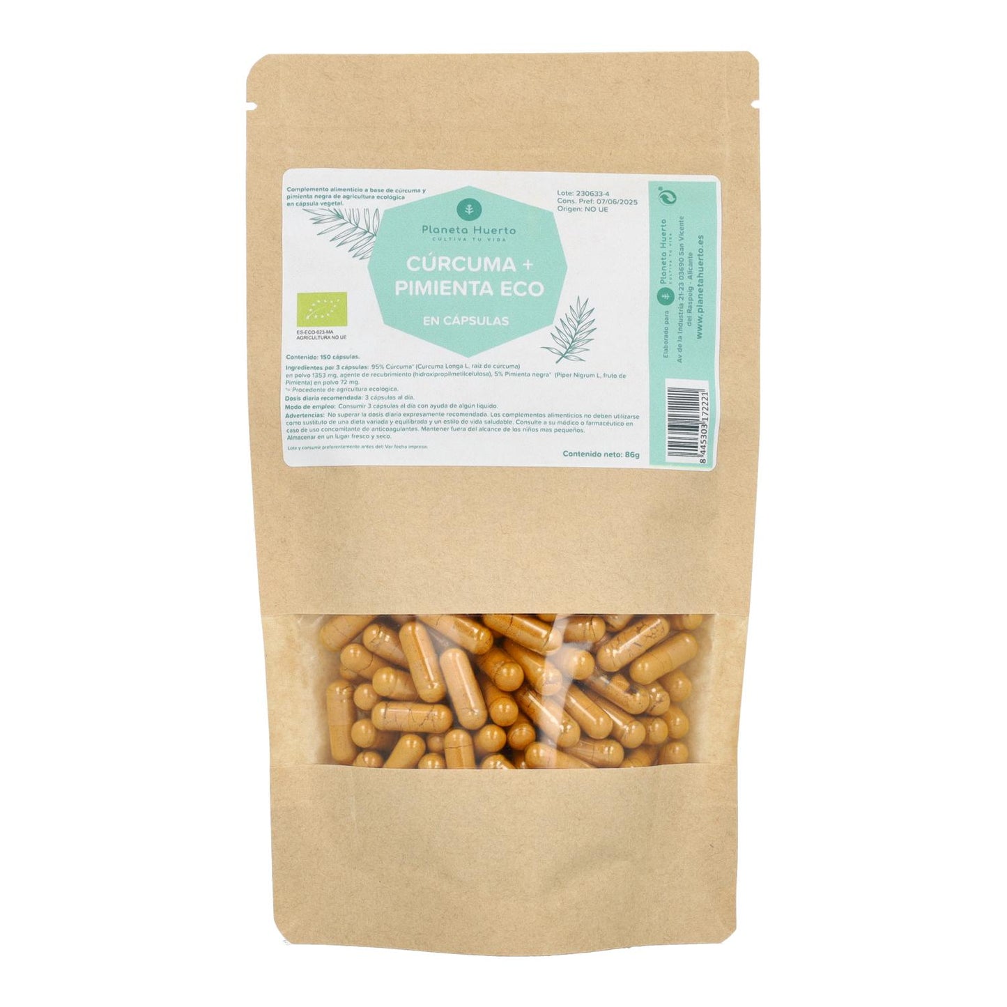 Curcuma Bio + Poivre Bio Planeta Huerto 150 gélules