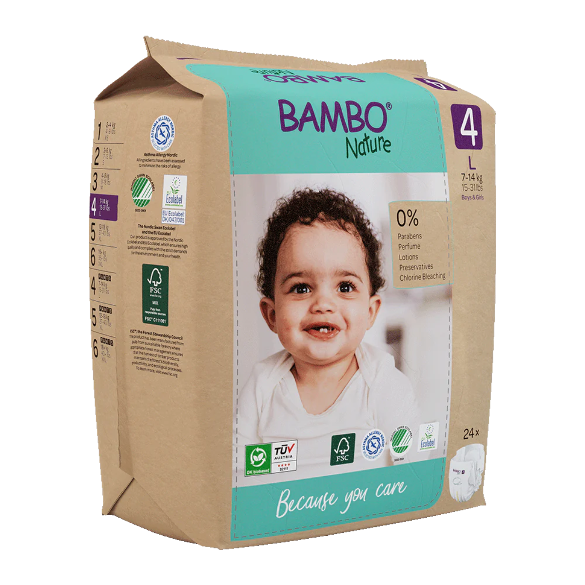 Opakowanie 6 x Bambo Nature pieluchy T4 (7-14 kg) 24 szt.