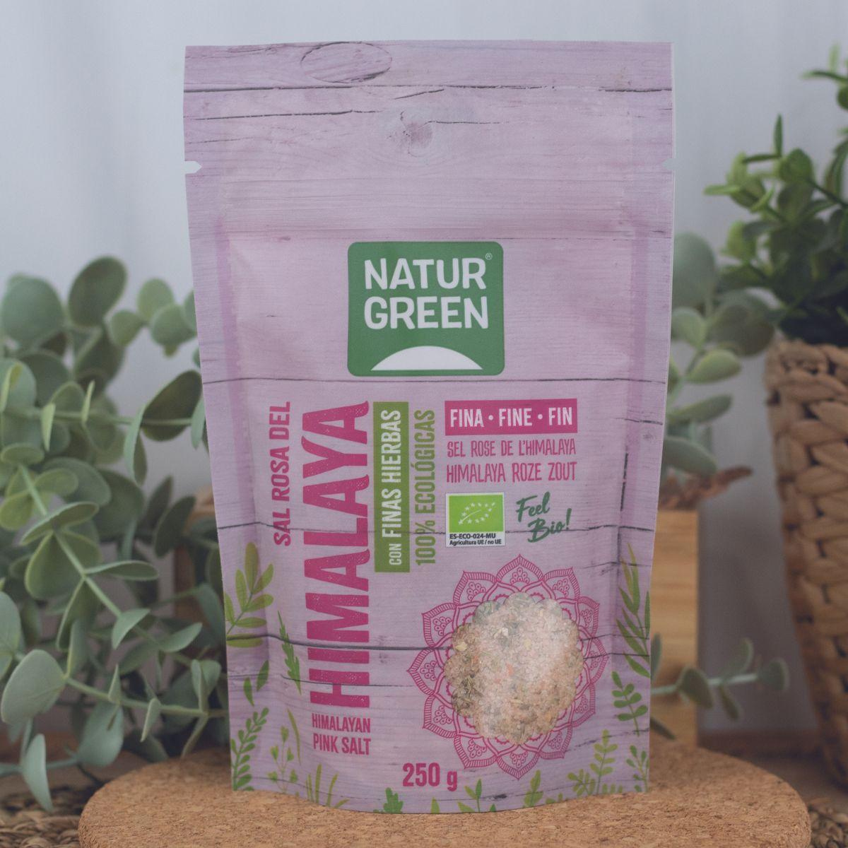 Rosa Himalaya-Salz mit feinen Bio-Kräutern Naturgreen 250 g