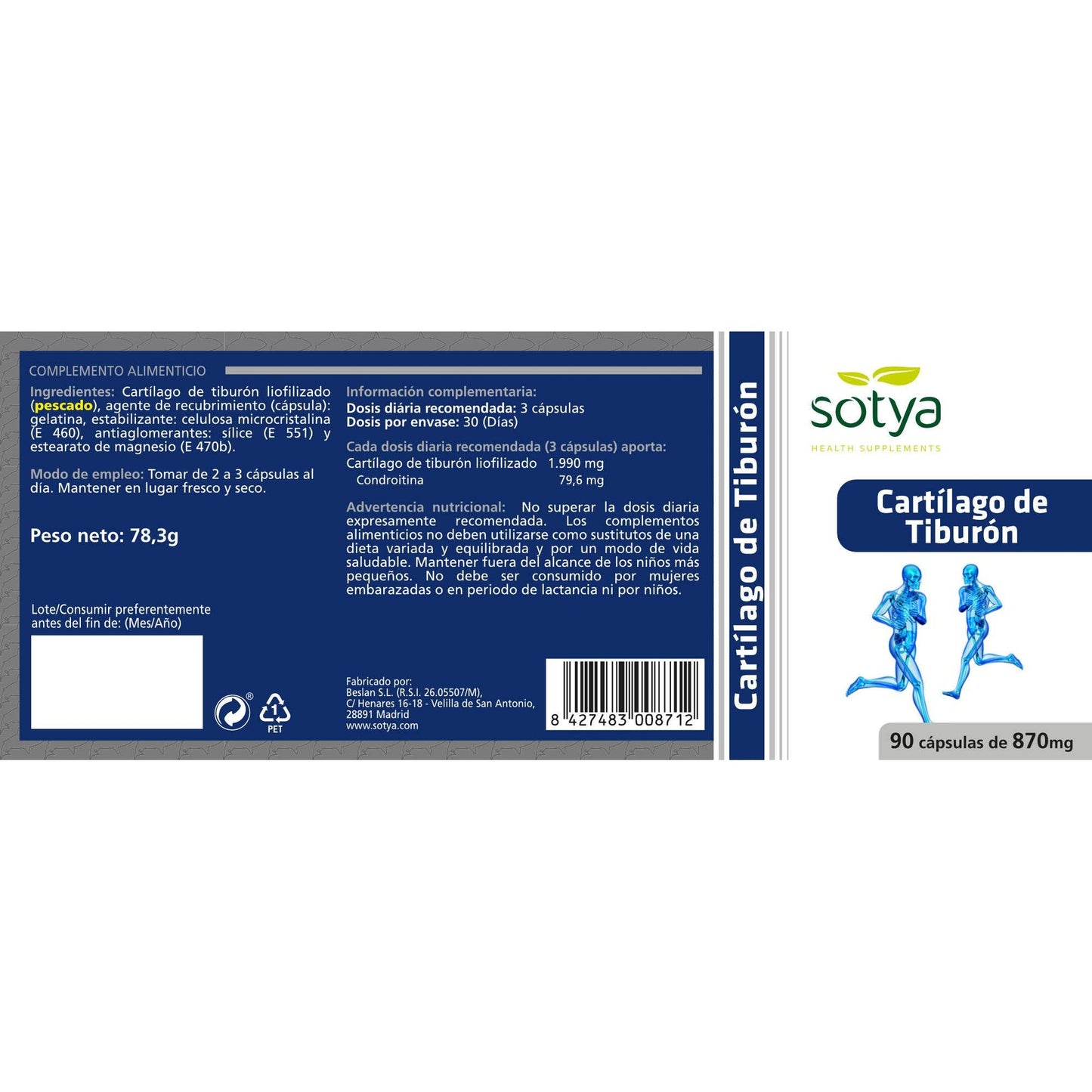 Cartilage de requin 750 mg Sotya, 90 gélules