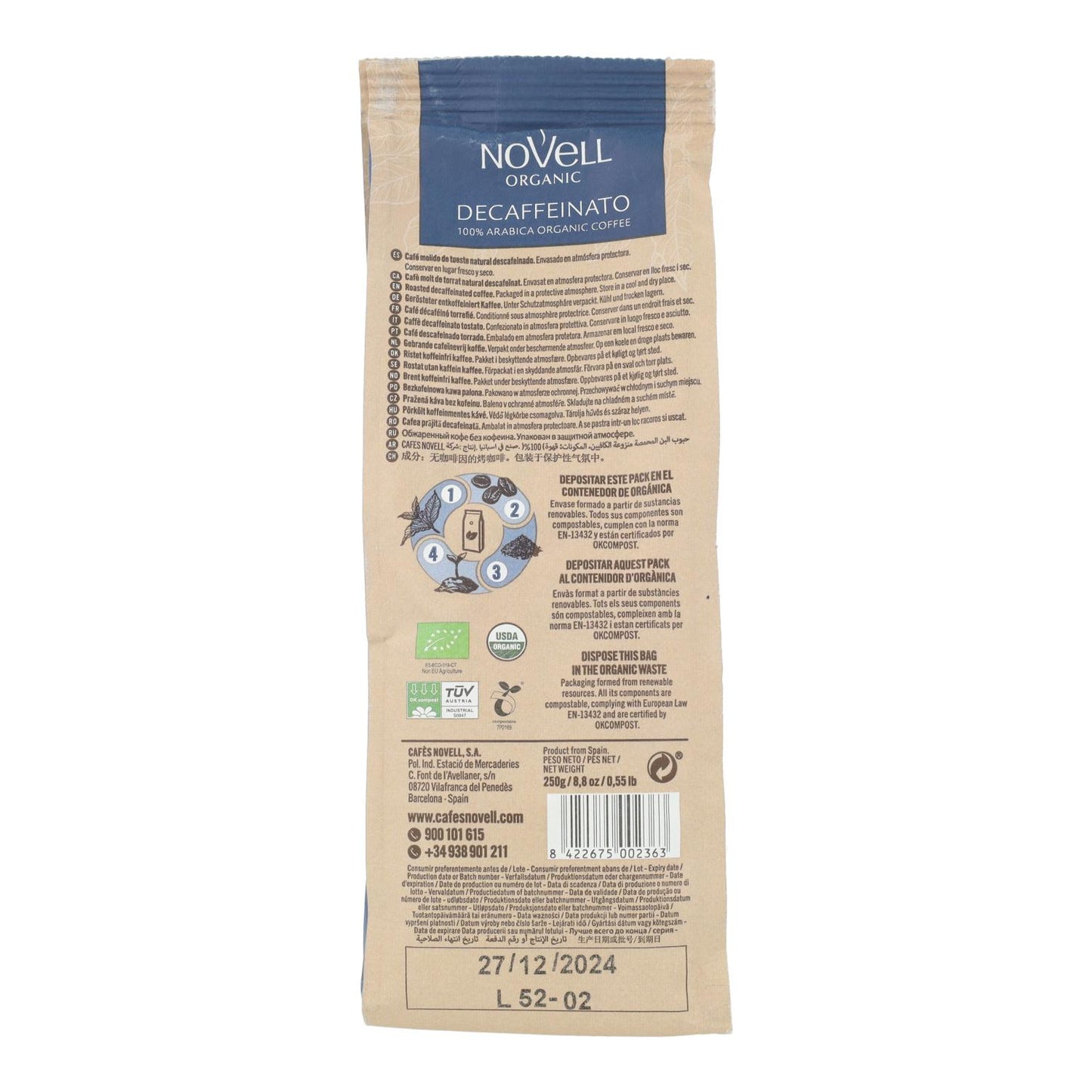 Gemalen koffie ECO cafeïnevrij 250 g