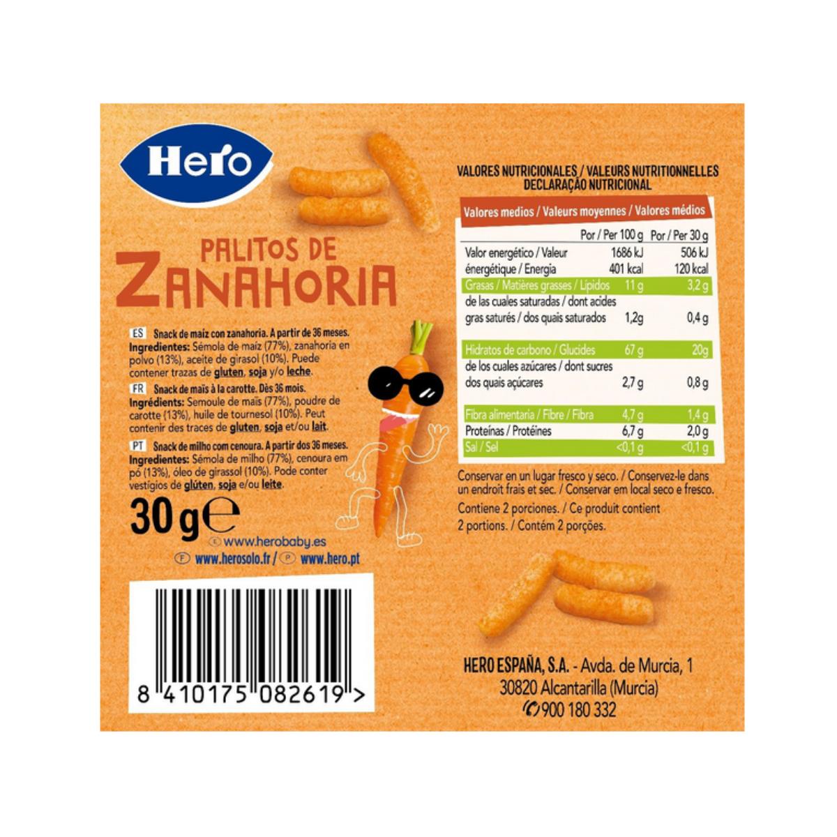 Paluszki marchewkowe 30 g-Hero Kids Snacks z marchewkowych robaczków, 30 g. Hero
