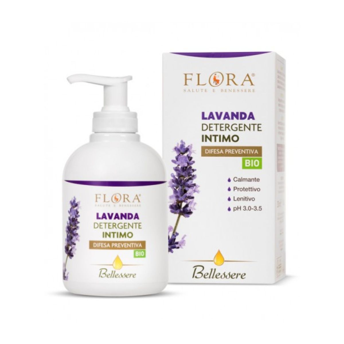 FLORA Intimgel mit Lavendel. Beruhigt, schützt und macht die Haut geschmeidig. 250 ml