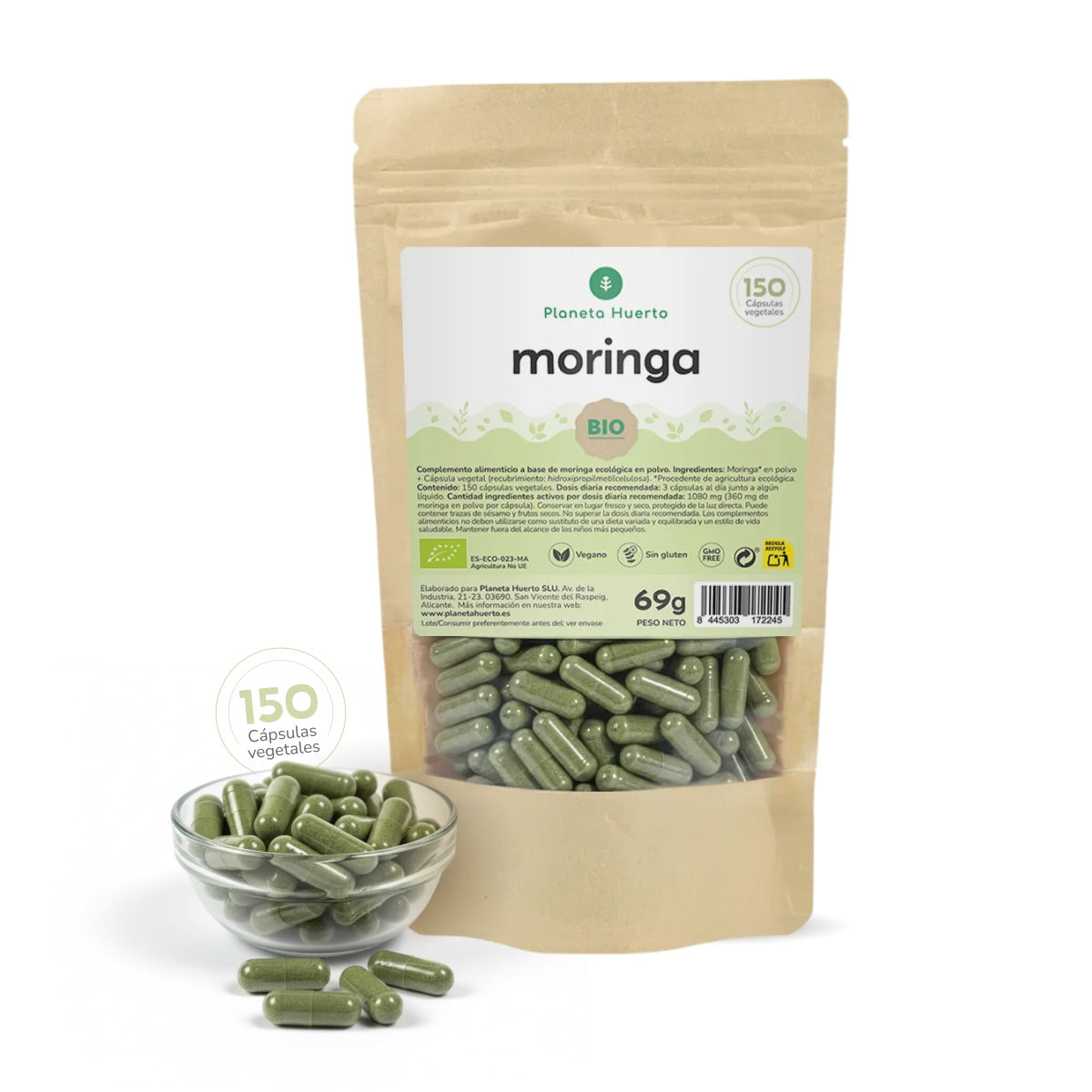 Ekologisk Moringa Planet Garden 150 kapslar