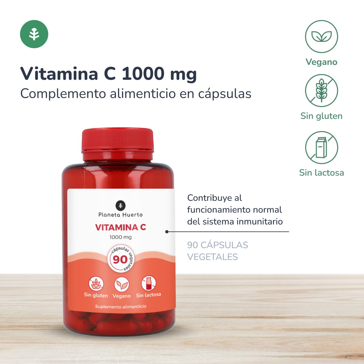 Pack 2x Vitamin C 1000 mg Planeta Huerto 90 vegetable capsules