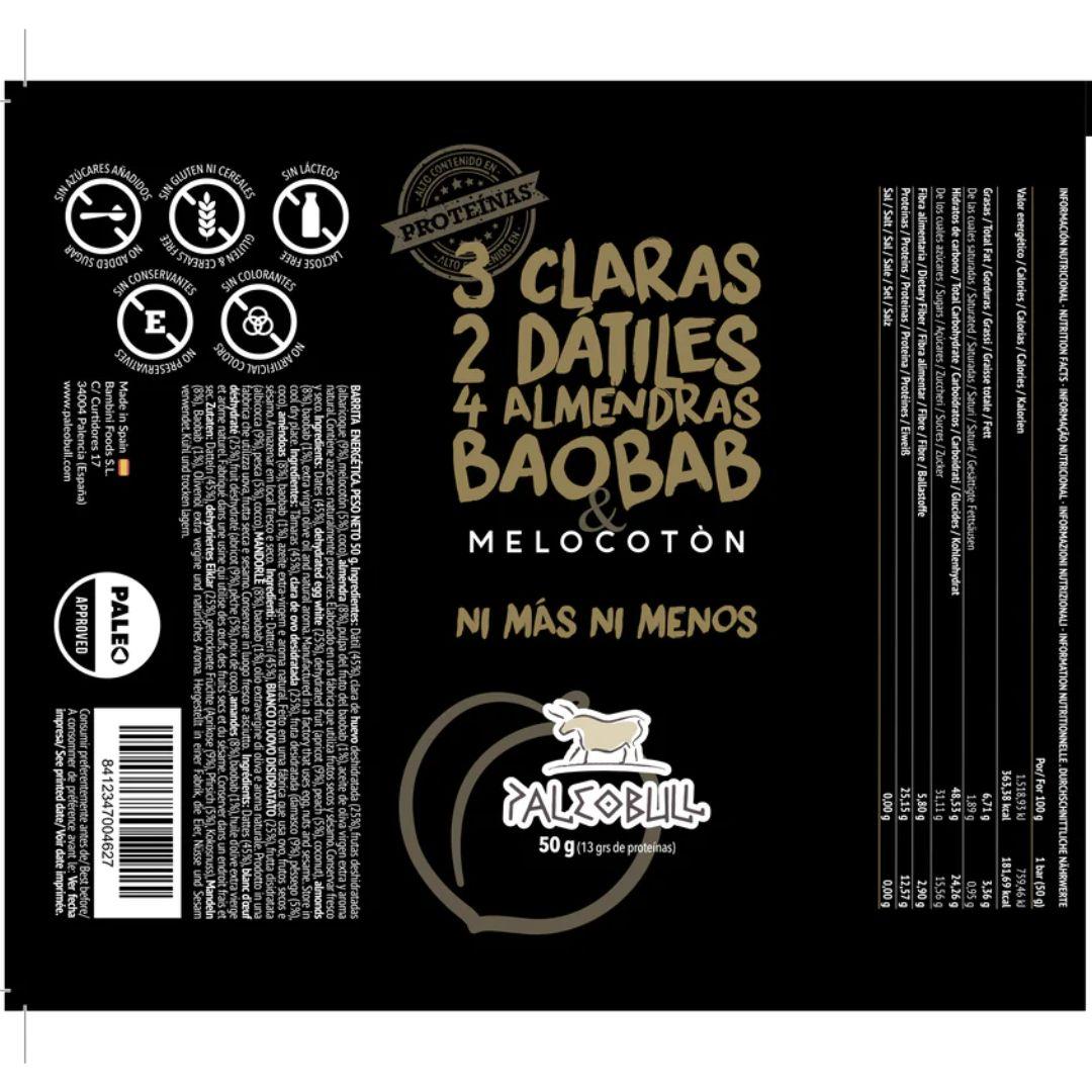 Energibar med persika, dadlar och mandlar Paleobull Muscle Bar 50 g