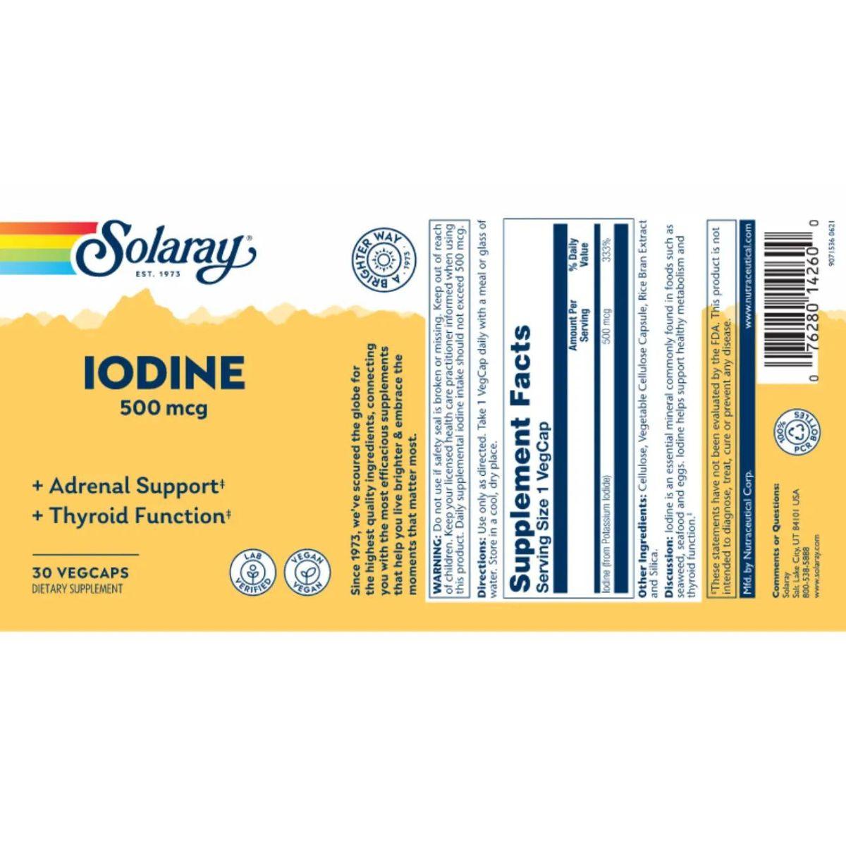 Jod 500 MCG 30 kapslar Solaray