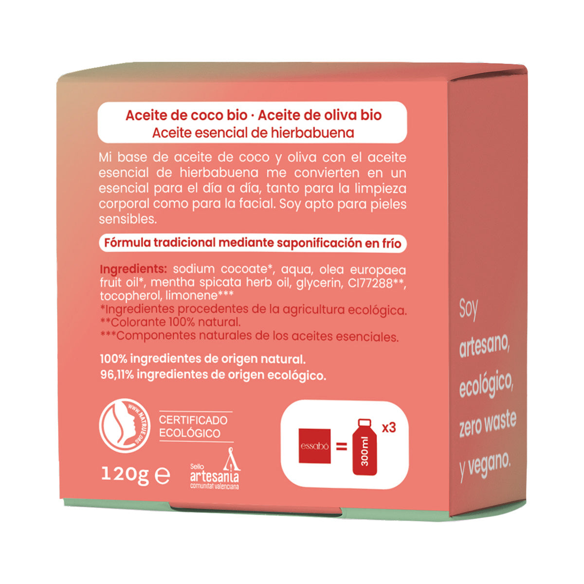 Ekologiczne mydło w kostce z olejkiem miętowym ESSABÓ 120 g