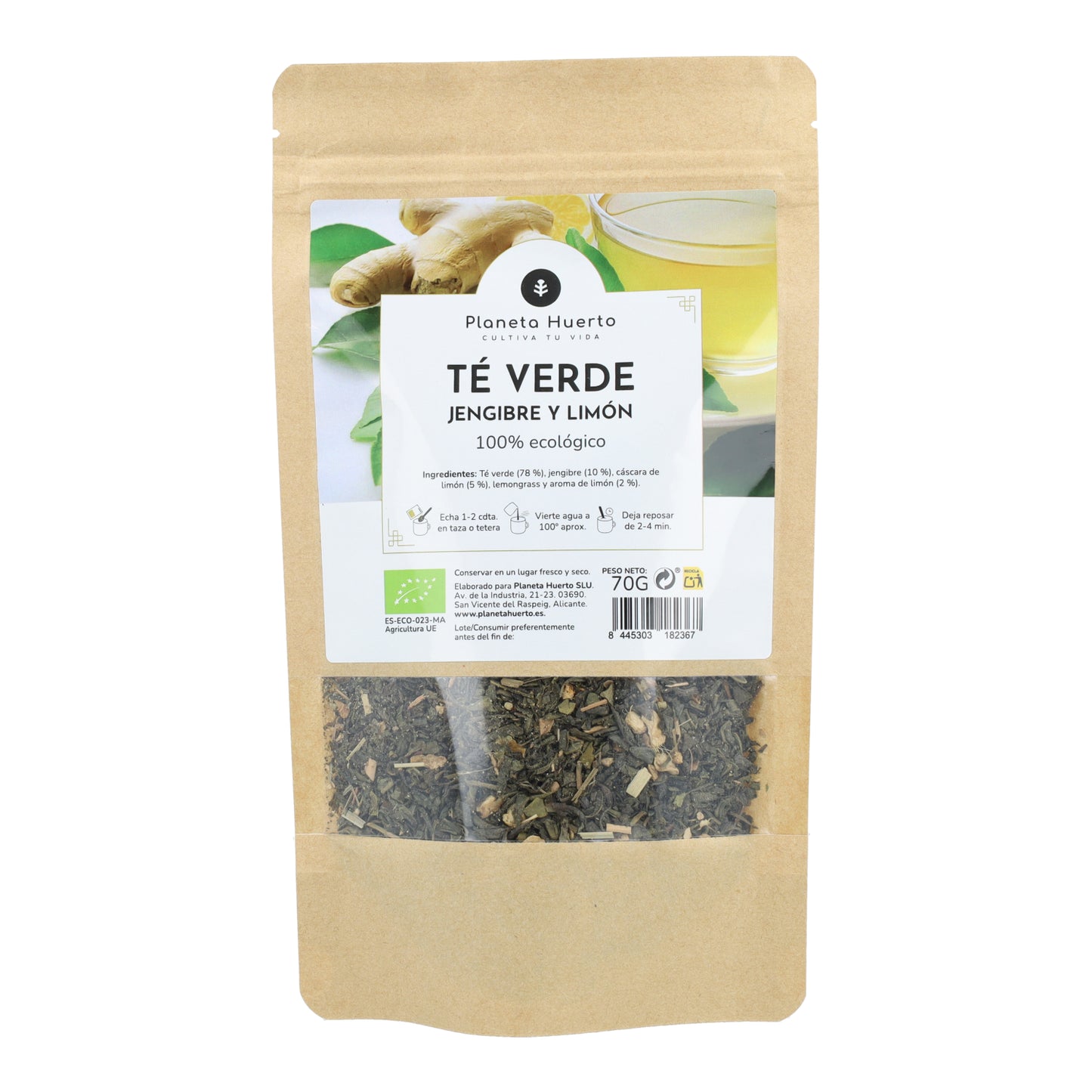 Grüner Tee-Ingwer-Zitrone ECO Planeta Huerto 70g