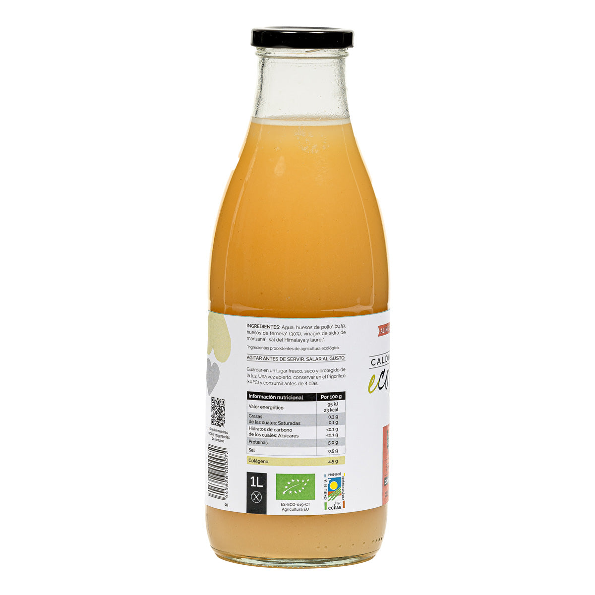 Bouillon d'os biologique « solo huesos » poulet et bœuf Ecolagen 1 L