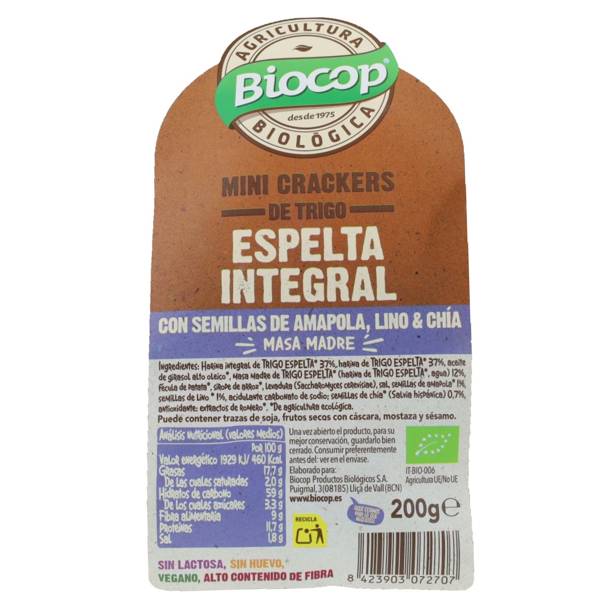 Mini crackers à l'épeautre et au chia Biocop 200 g