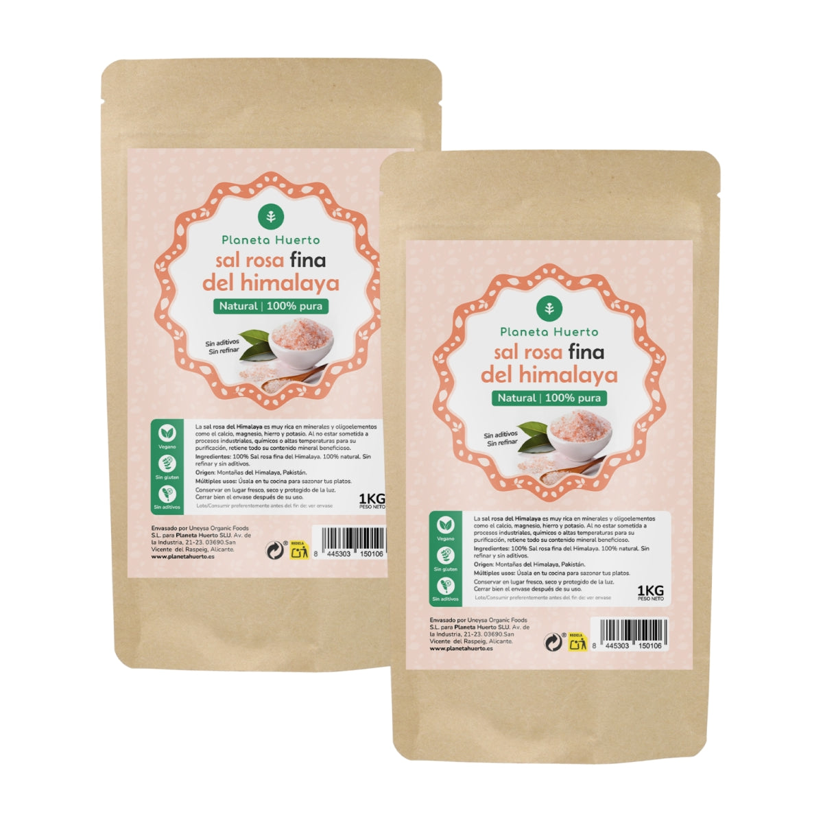 Pack 2x Sel Rose de l'Himalaya ECO Planet Orchard 1 kg
