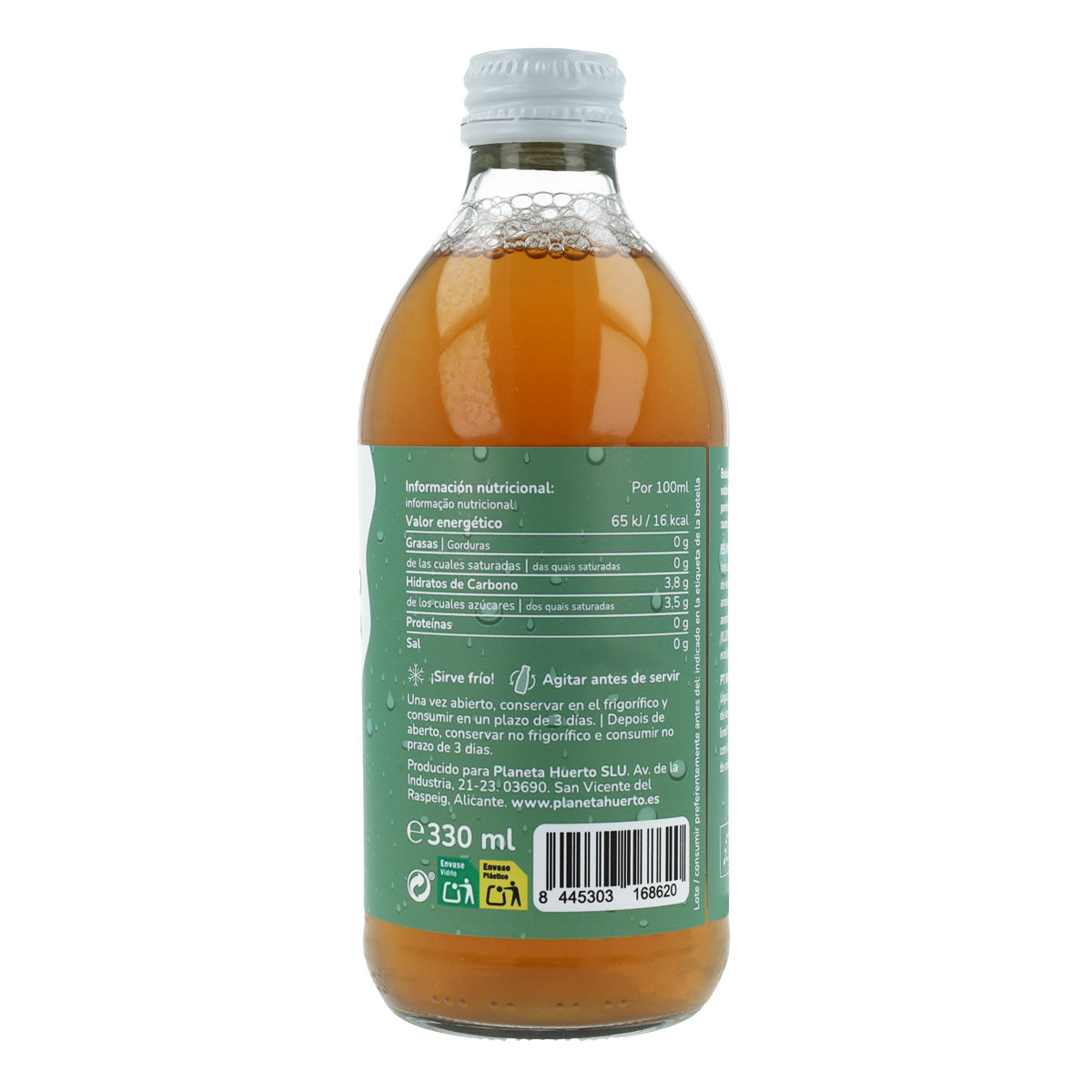 Opakowanie 6x Kombucha ECO zielona herbata i limonka Planeta Huerto 330 ml