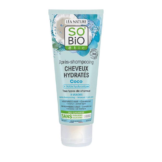 Après-shampooing hydratant noix de coco & acide hyaluronique So'Bio étic 200 ml