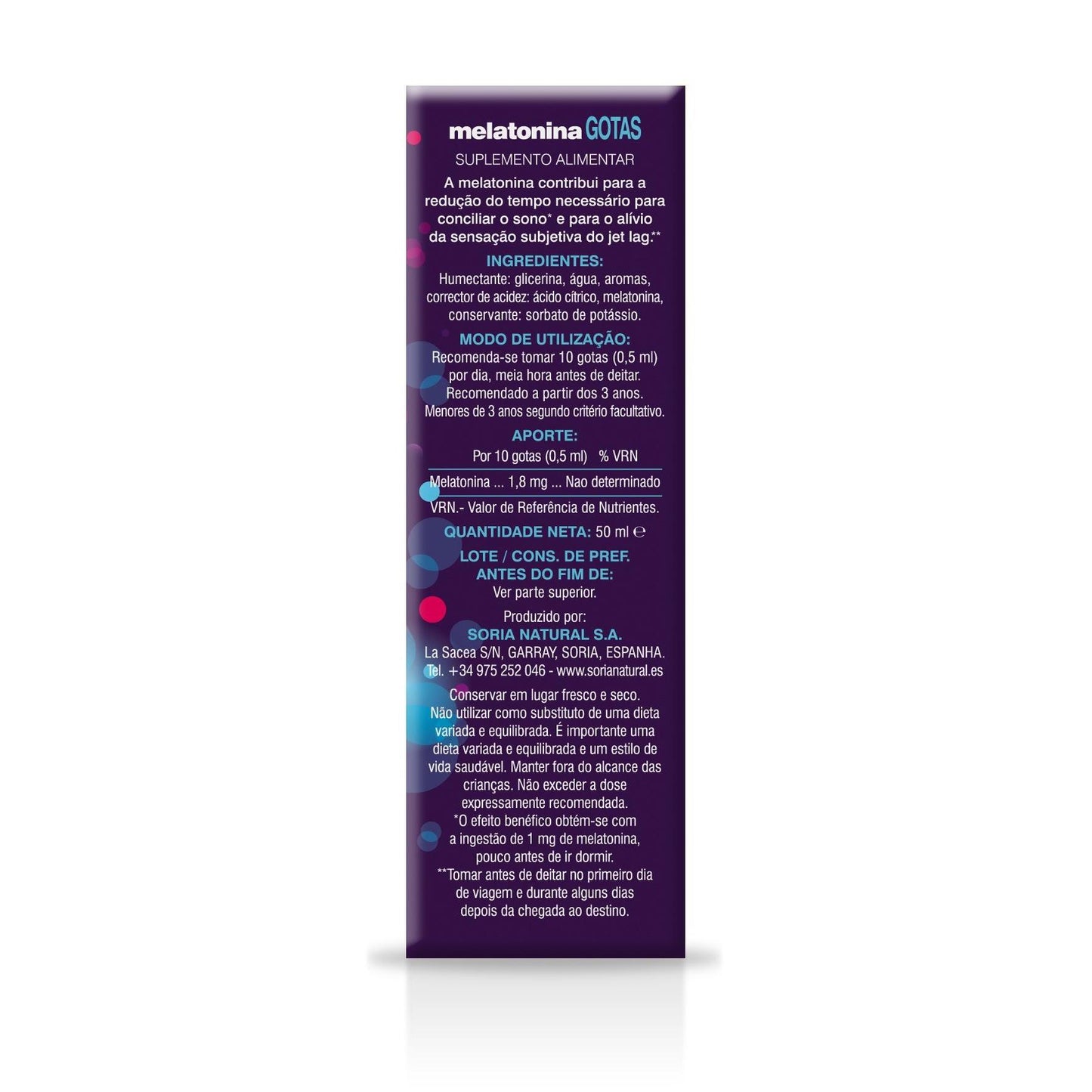Mélatonine en gouttes 100 % pure Soria Natural 50 ml
