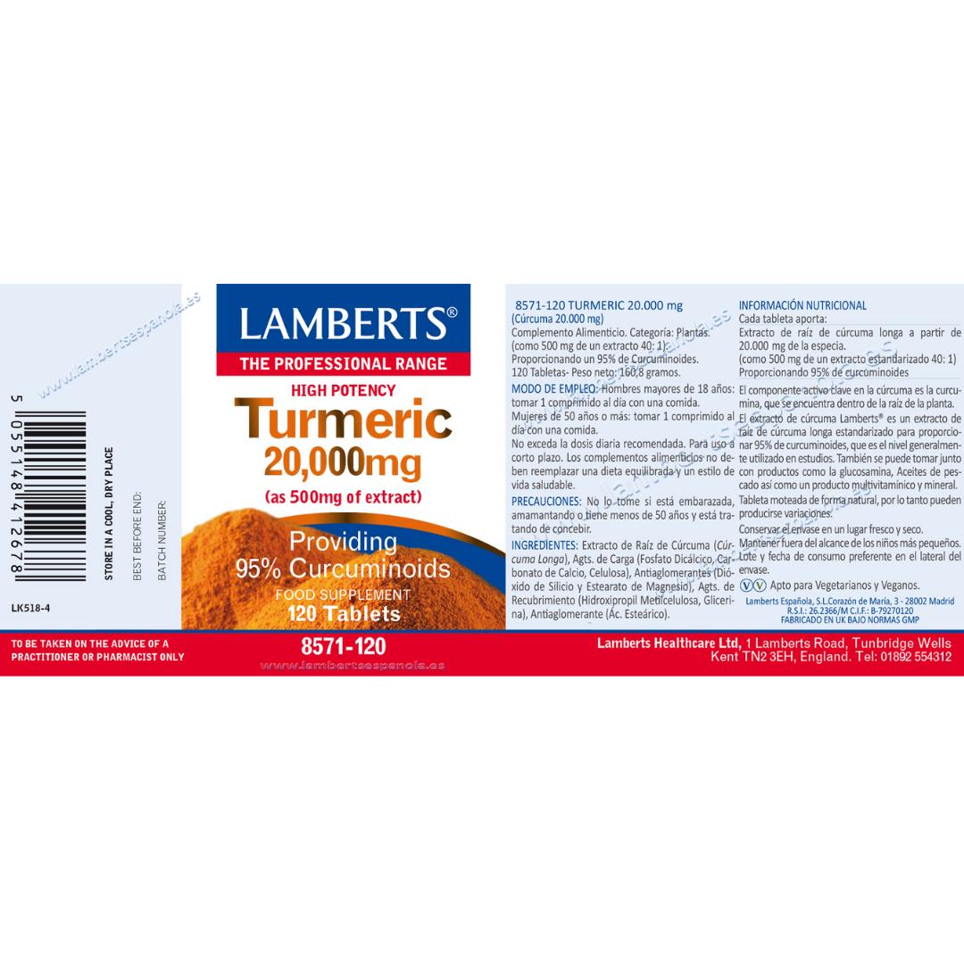 Kurkuma Lamberts 60 tabletten 20.000 mg