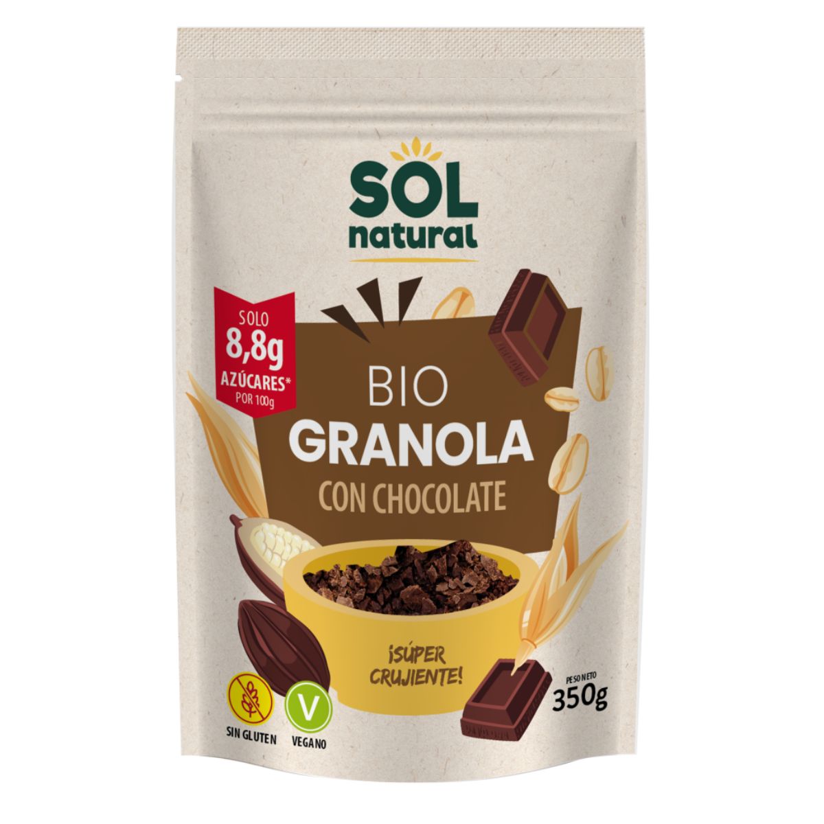 Sol Natural Organic Gluten-Free Oat Granola with Chocolate 350 g