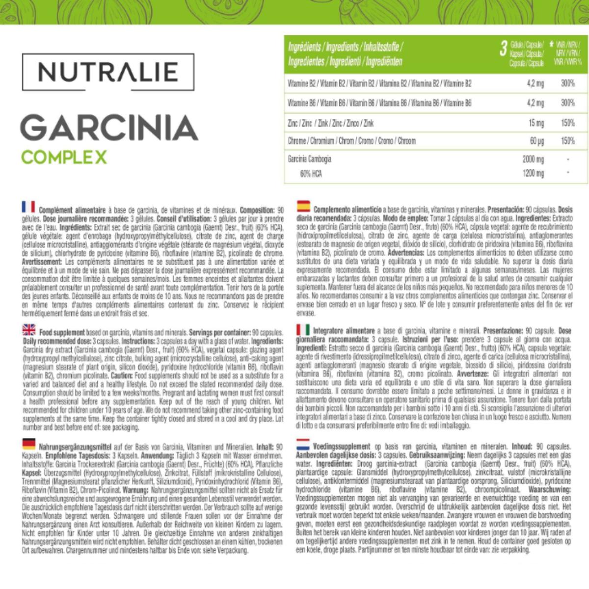 Nutralie Garcinia Cambogia + Chrom + Cynk + Witamina B2 i B6 90 kapsułek