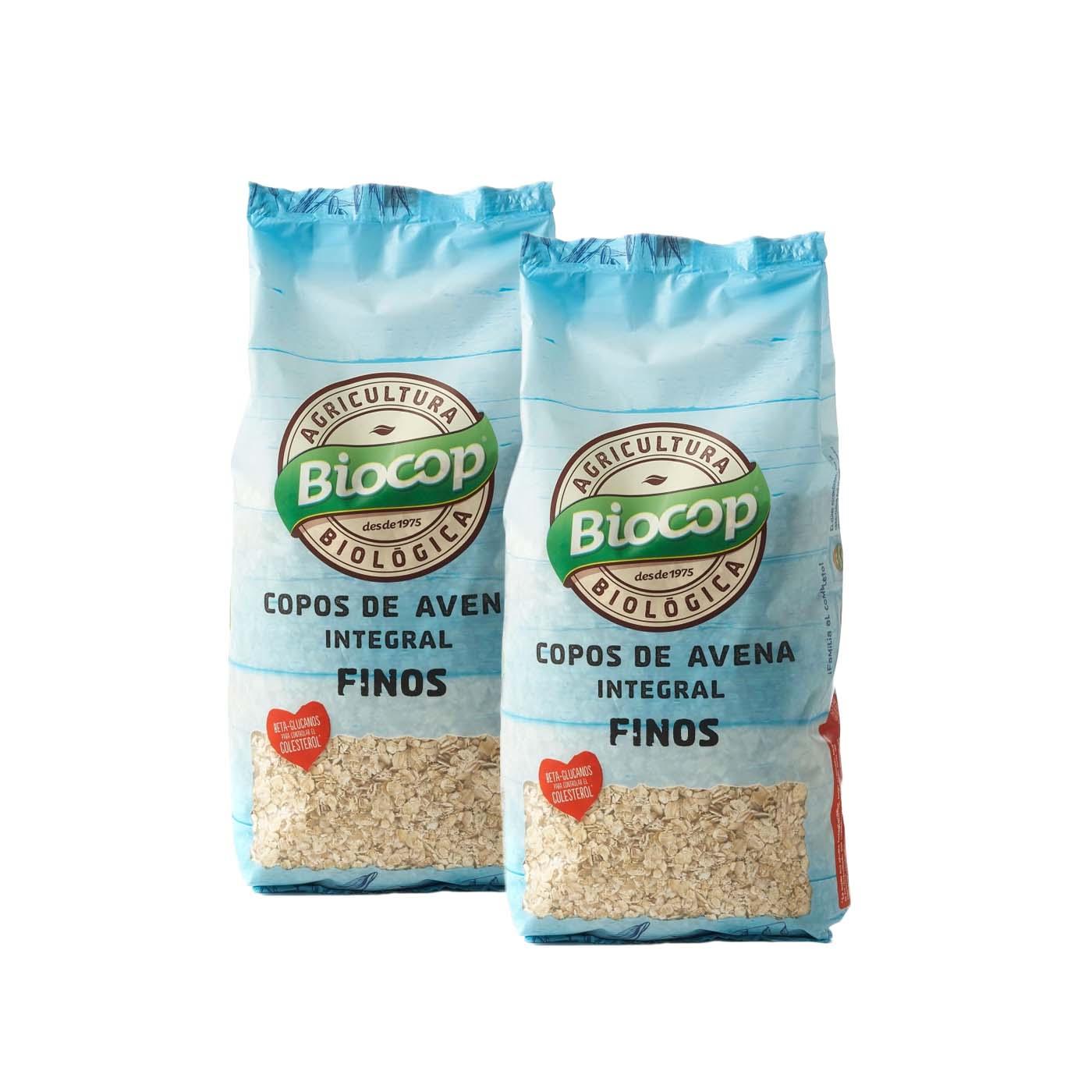 Pack of 2 Biocop Organic Fine Wholemeal Oat Flakes, 500 g