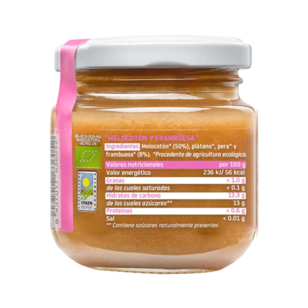 AKTION 3x Gläschen mit Himbeeren und Pfirsichen aus biologischem Anbau Smileat, 130 g