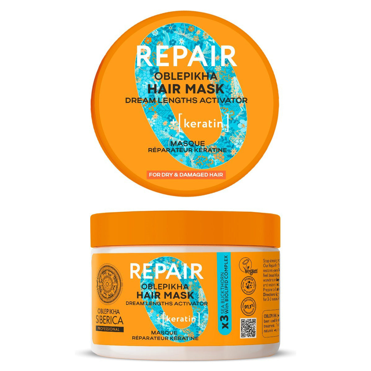 Hårinpackning med keratin, Natura Siberica, 300 ml