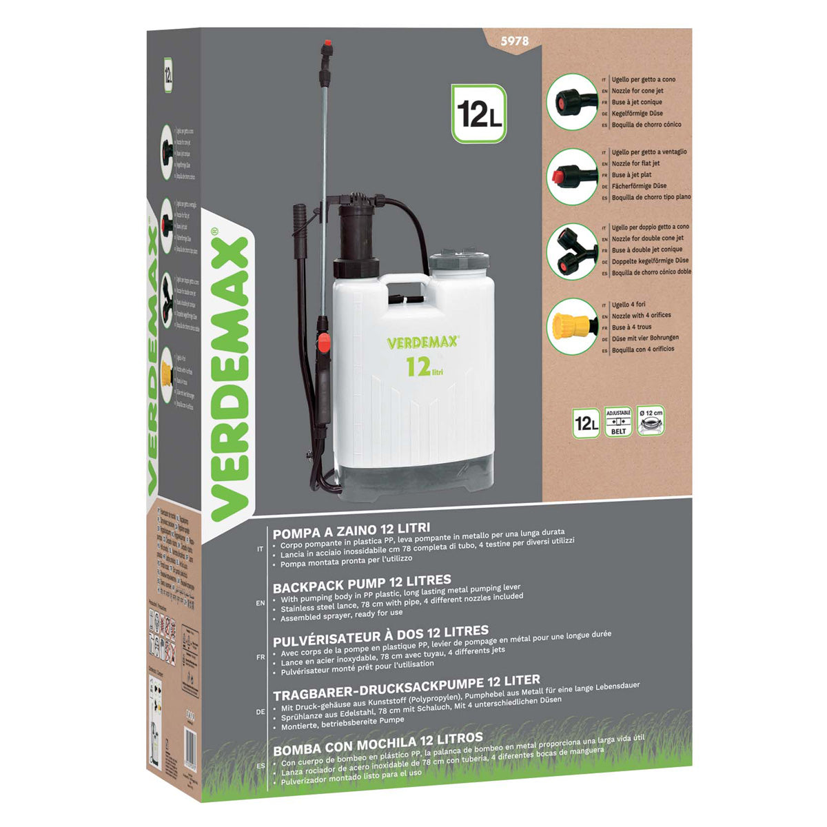 Spruzzatore a zaino professionale 12 l Verdemax