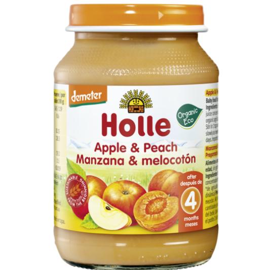 Bio-Gläschen mit Apfel und Pfirsich +4 Monate Holle 190 g