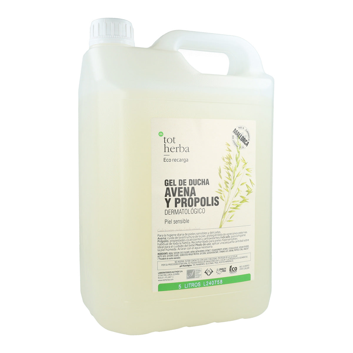 Gel doccia dermatologico all'avena Tot Herba 5 L