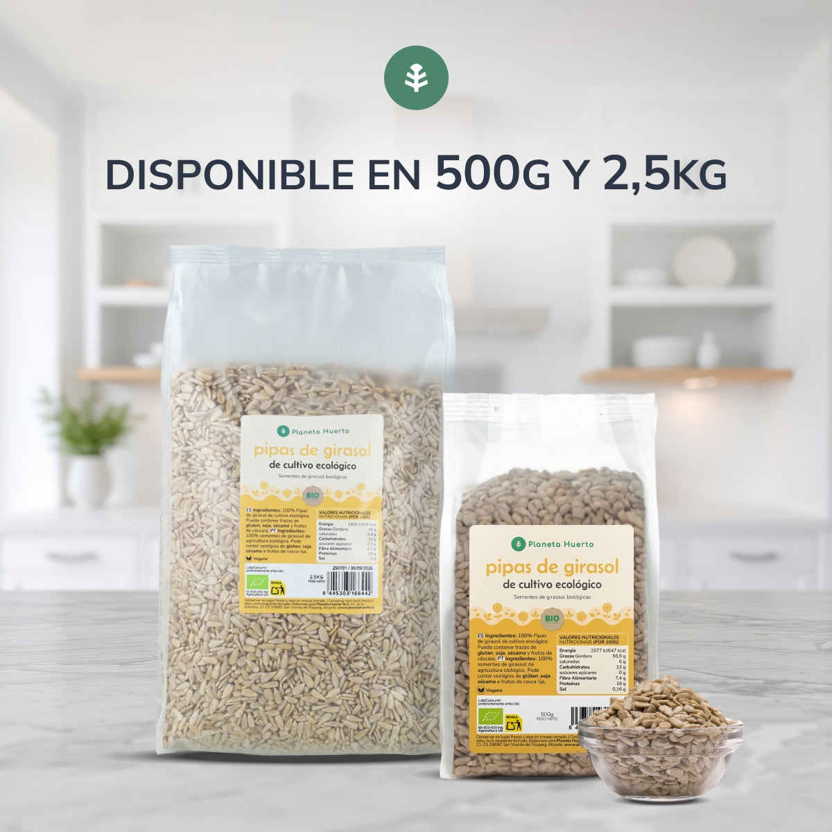 Opakowanie 2x słonecznik łuskany ECO Planeta Huerto 500 g
