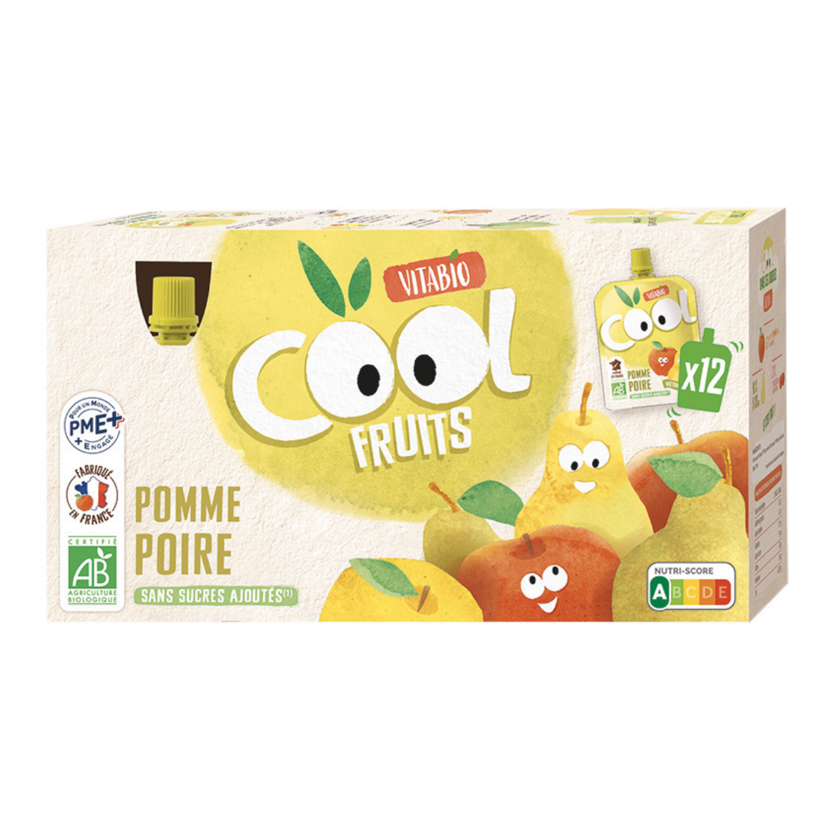 Pack of 12 Cool Fruits Apple Pear 90g VITABIO