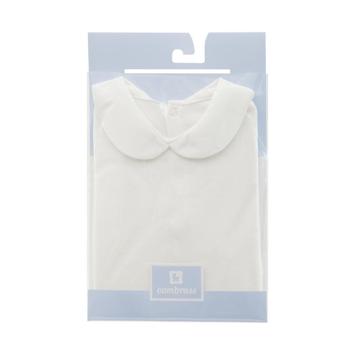 Body med krage och korta ärmar, beige, Cambrass, storlek 3