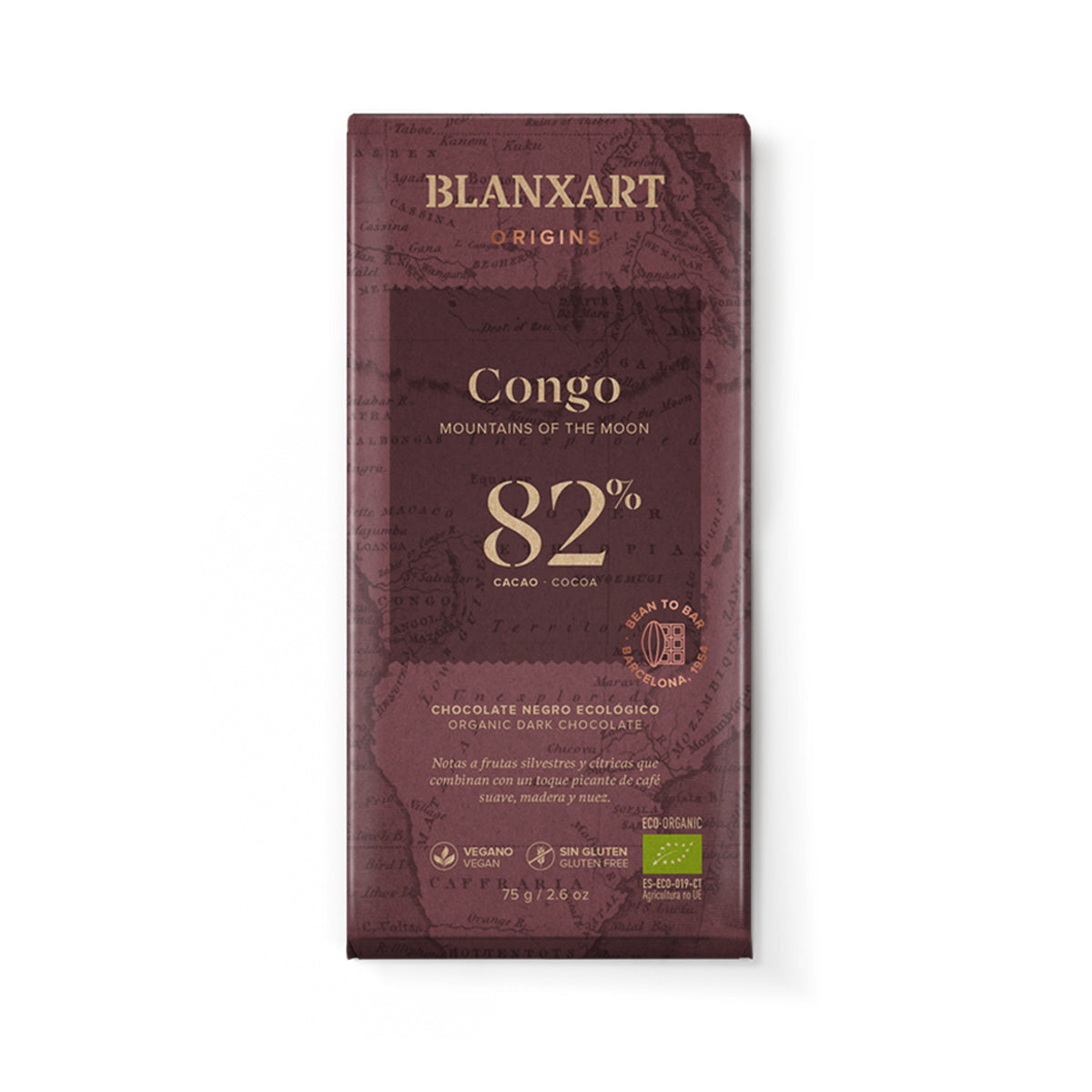 Czekolada gorzka 82% Congo Eco Vegano Bezglutenowa Blanxart 75 g