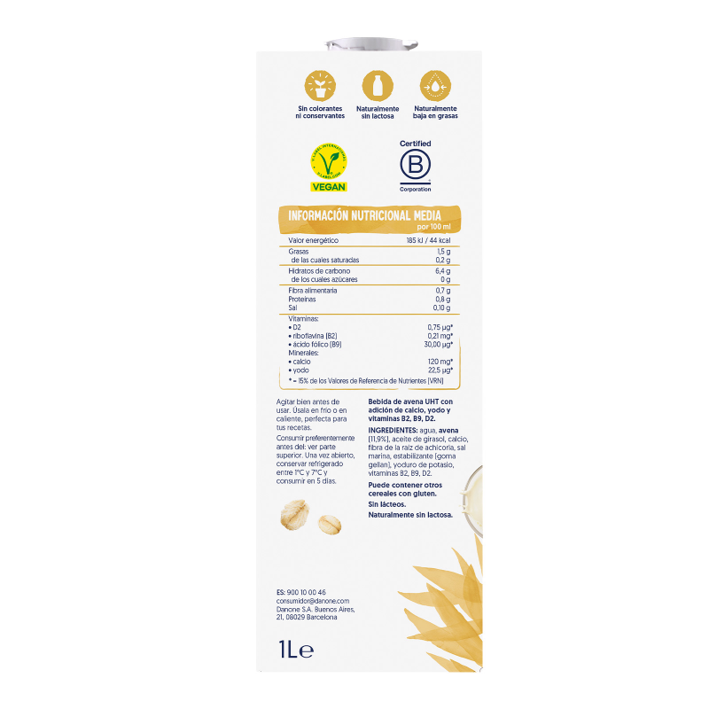 Boisson à l'avoine sans sucre Alpro 1 litre