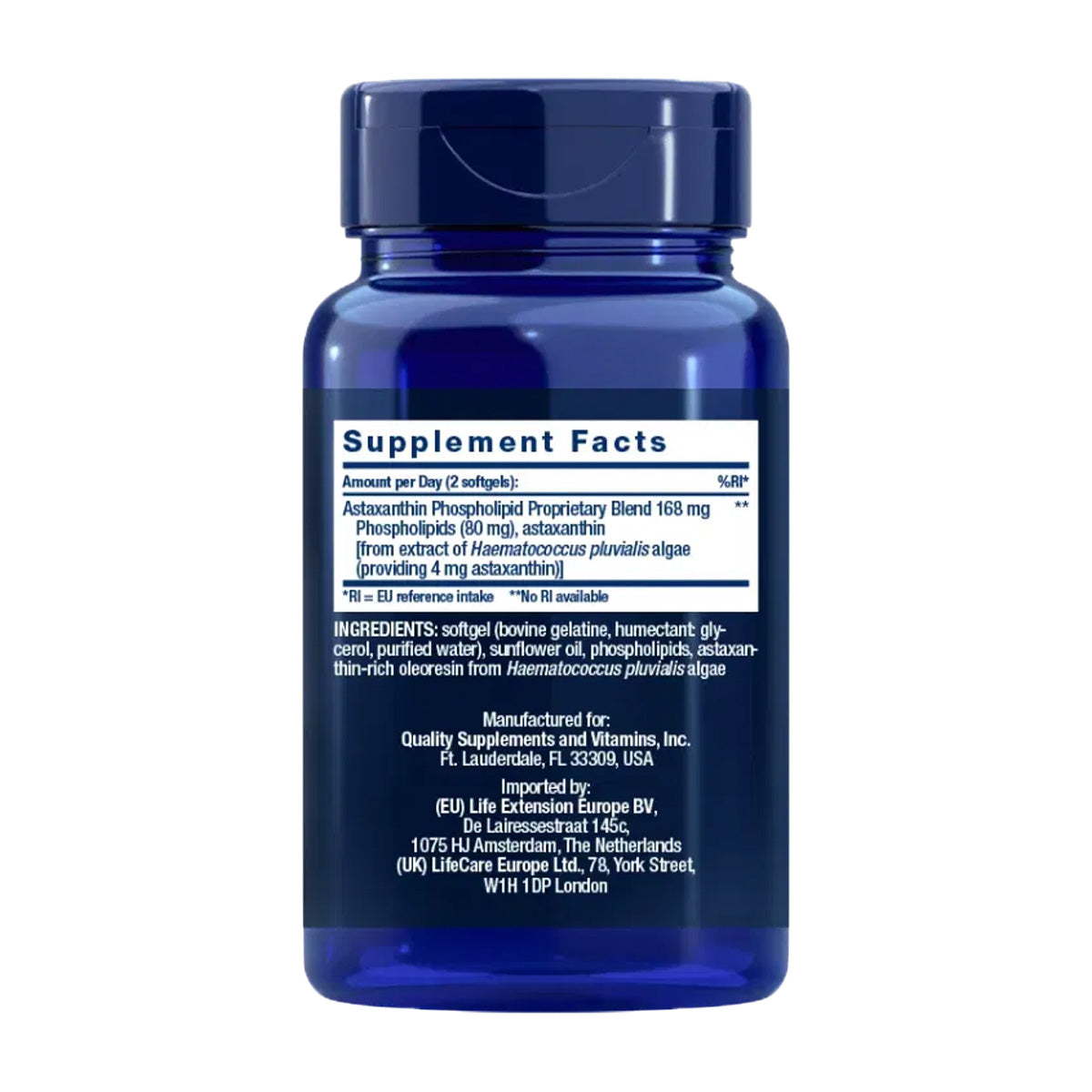 Astaksantyna z fosfolipidami 4 mg, Life Extension 30 kapsułek