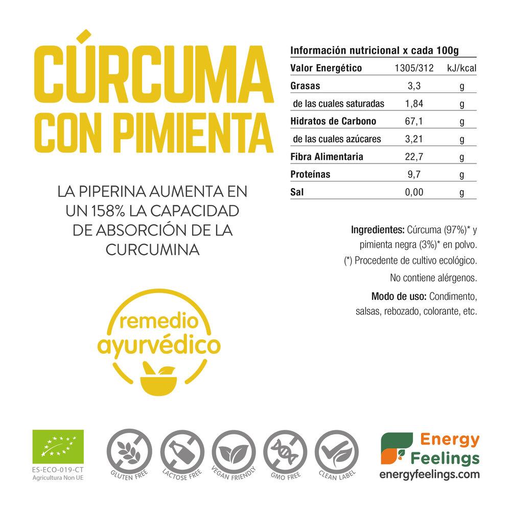Pack of 2x Turmeric with Black Pepper Powder Eco Energy Feelings 200 g