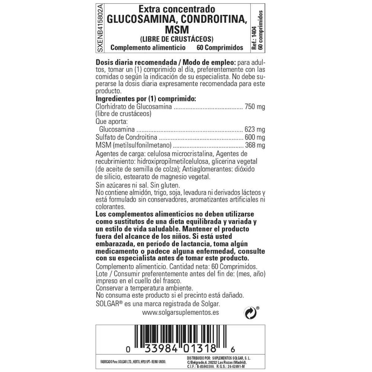 Glucosamin Chondroitin MSM Extra konzentriert 60 Tabletten