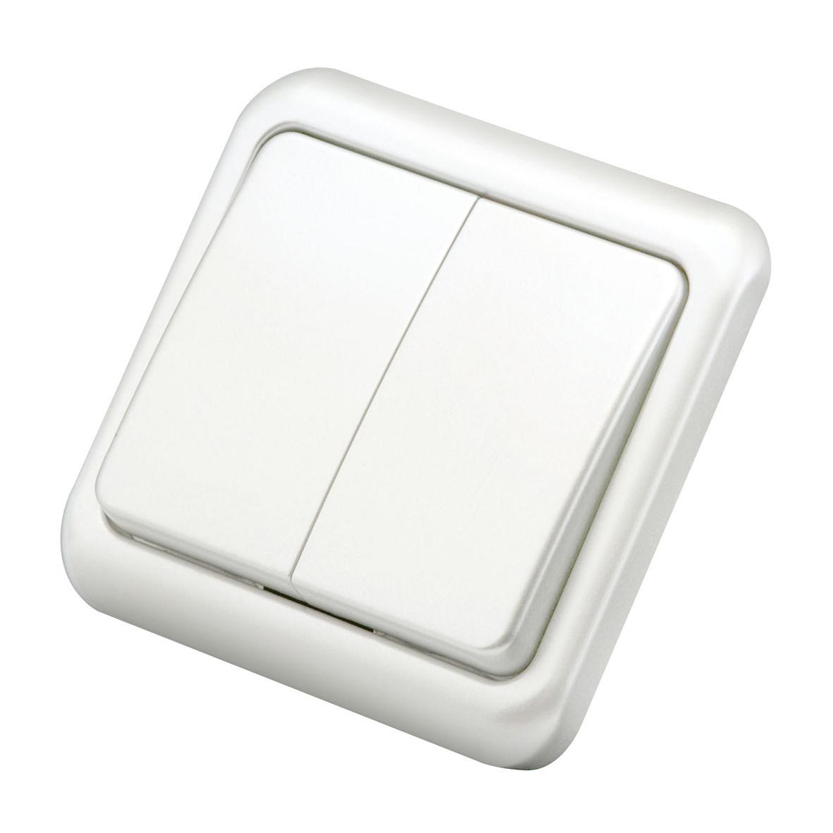Duolec white flush-mounted double switch