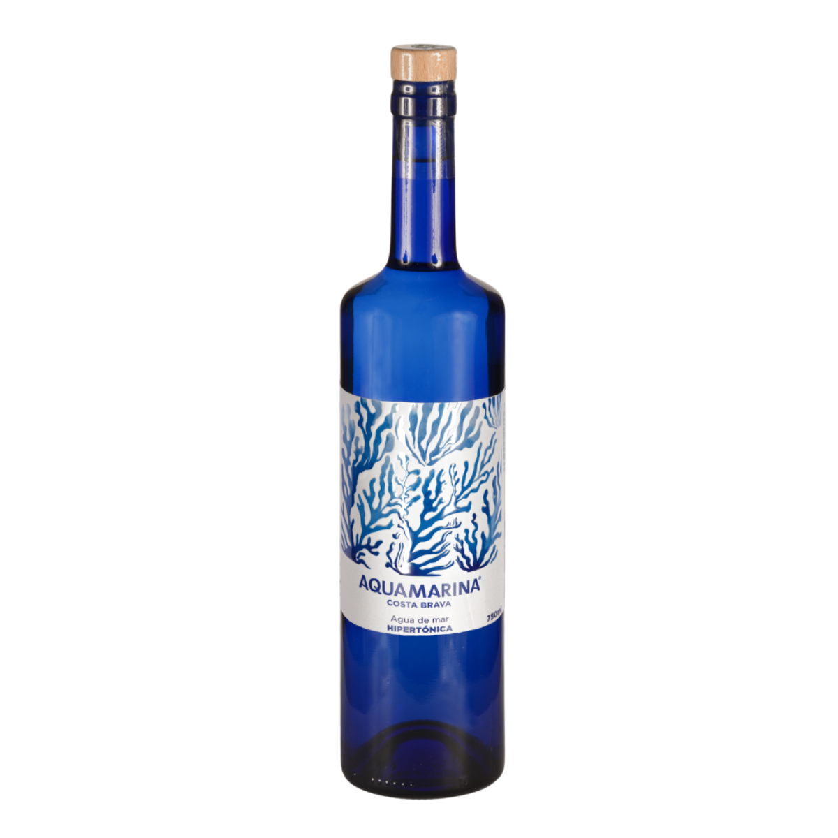 Acqua di mare ipertonica in bottiglia di vetro blu acquamarina 750 ml.