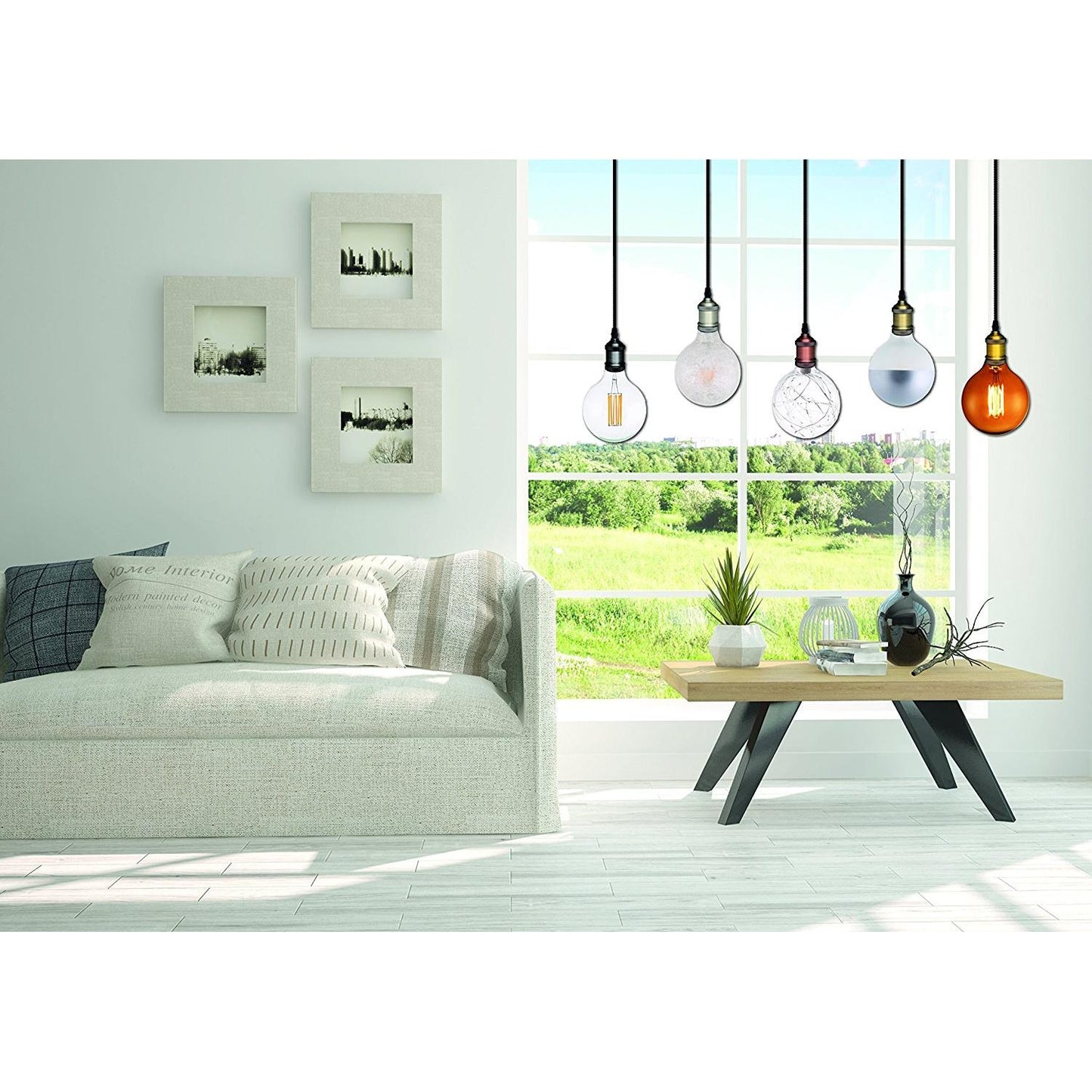 Porte-ampoule Vintage Black Pearl câble textile 1 m E27 Garza Lighting