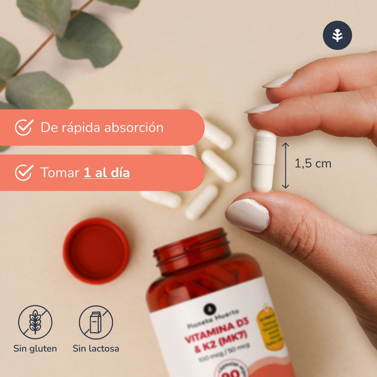 Vitamina D3 & K2 Mk7 Planeta Huerto 180 Capsulas