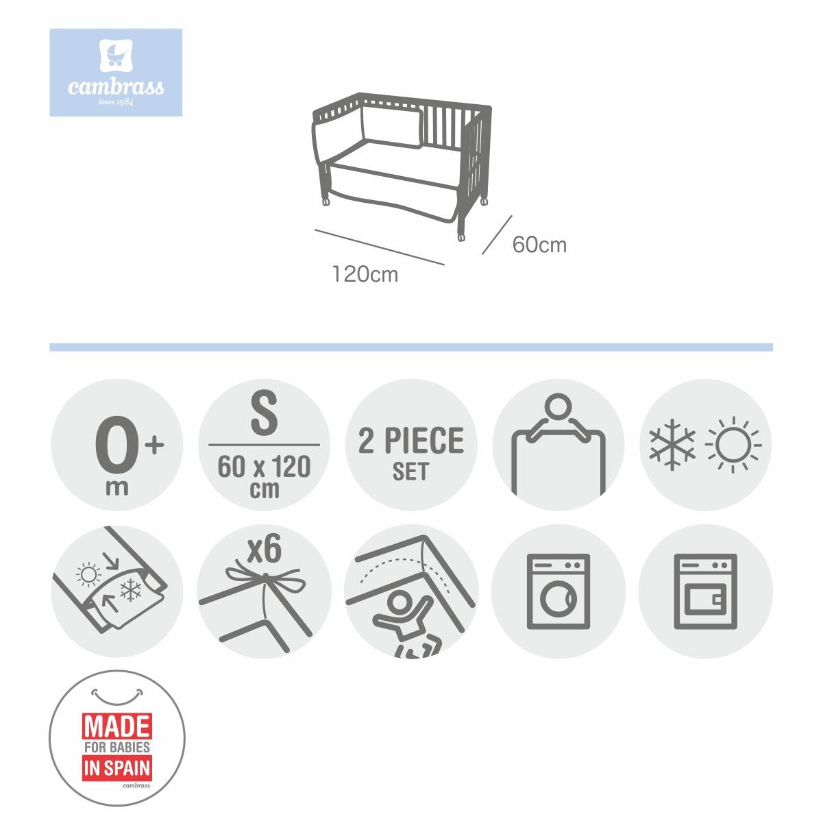 Star Crib Quilt + Protector Set 60x120 cm. Beige