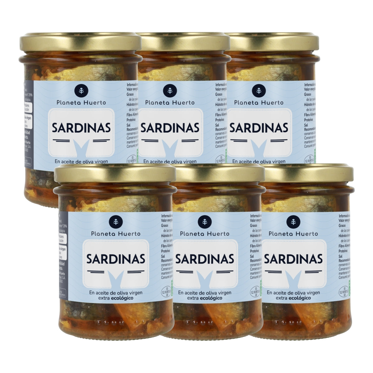 Packung 6x Sardinen in Olivenöl ECO Planeta Huerto 190 gr