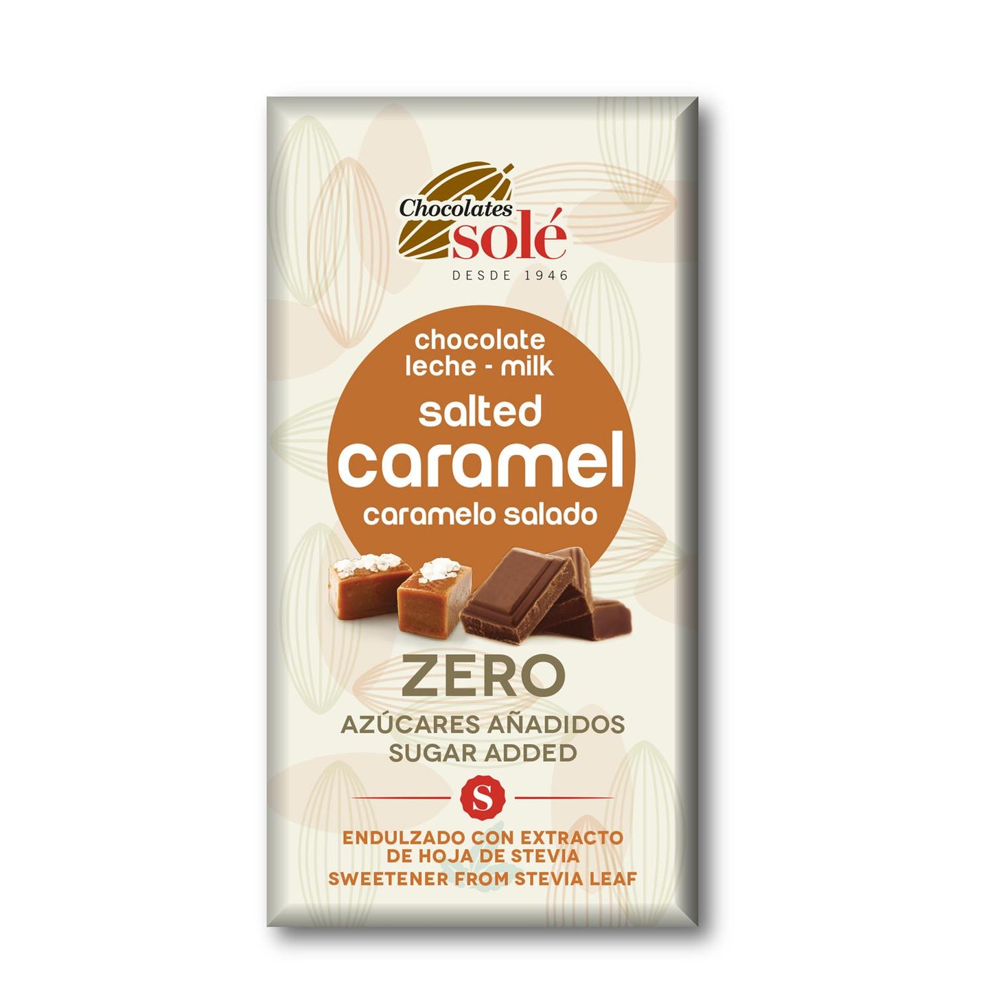 Milchschokoladentafel mit Stevia und gesalzenem Karamell Bitter 100 g Solé