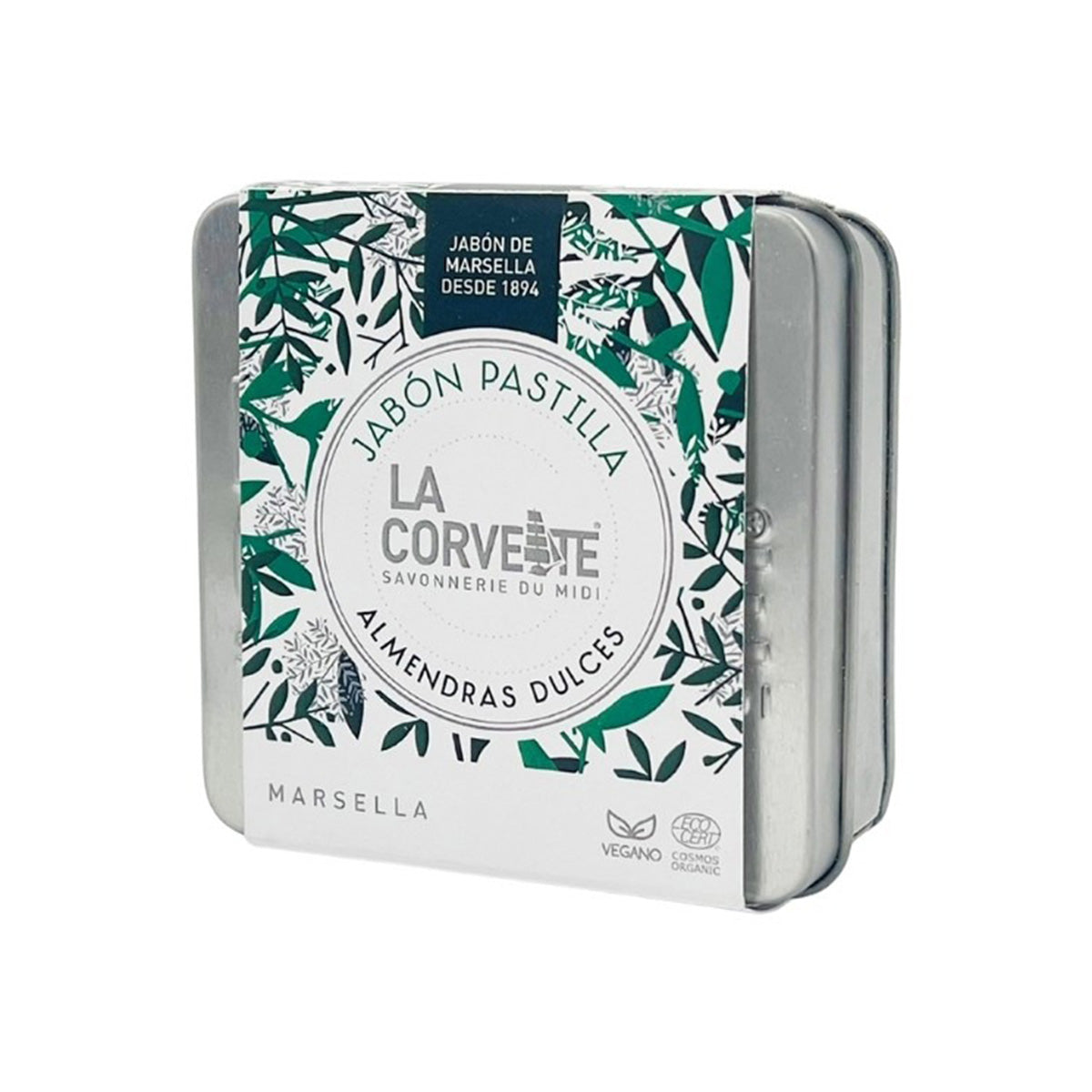 Metalen geschenkdoosje met zoete amandelzeep La Corvette