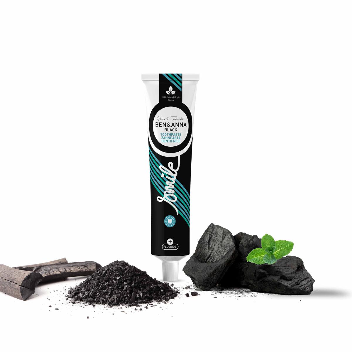 Zahnpasta Black mit Fluorid Ben & Anna Tube 75 ml