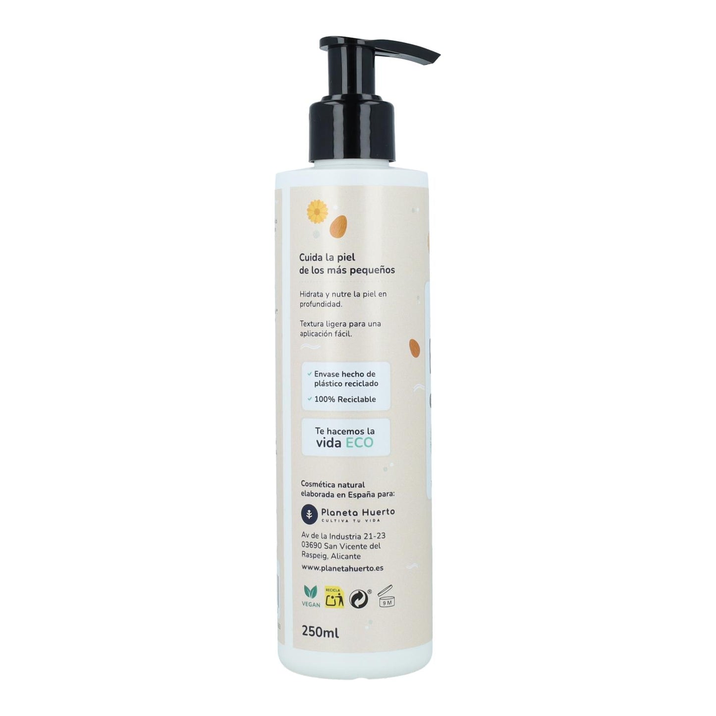 Hydraterende crème voor kinderen Calendula en Amandelen Planeta Huerto 250 ml